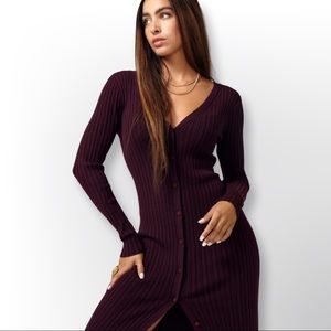ASOS Petite Knitted Burgundy Duster Dress